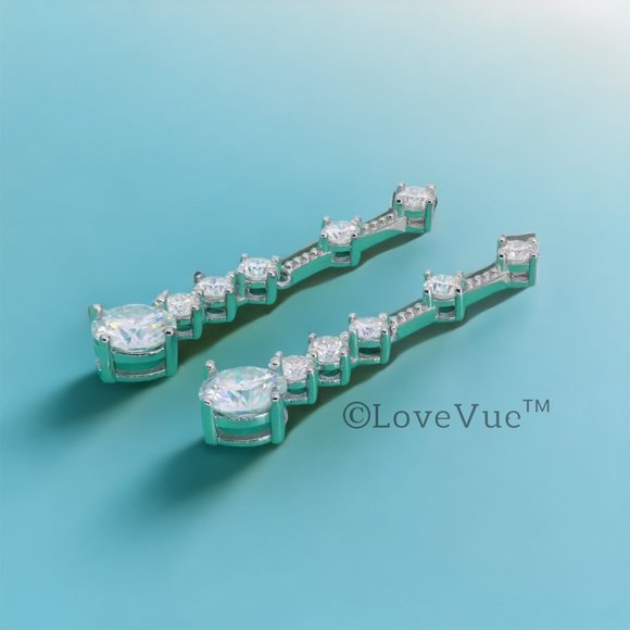 Certified 4ct. t.w. Diamond Linear Long Drop Earrings - Picture 5 of 16